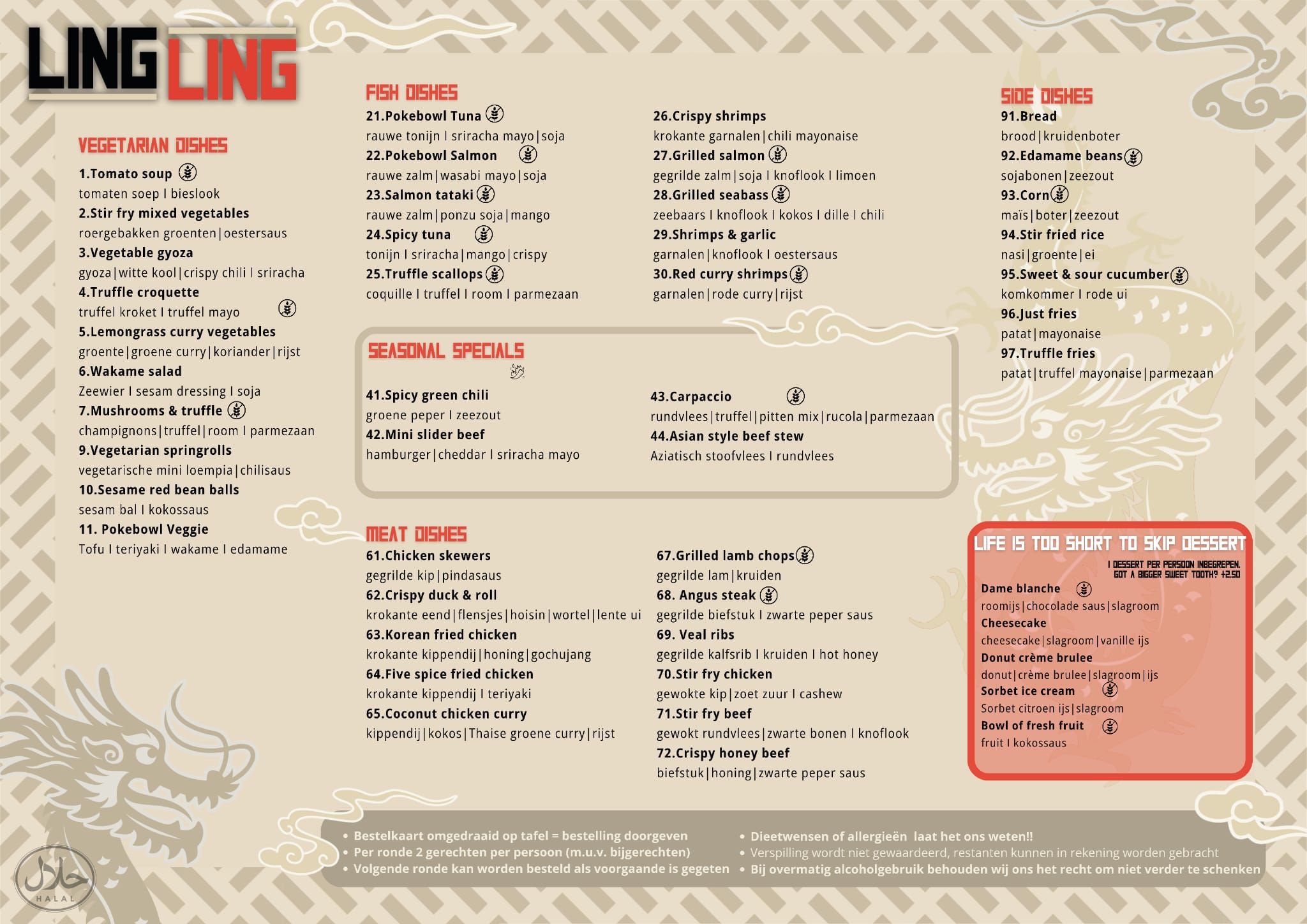 Ling Ling Special Menu